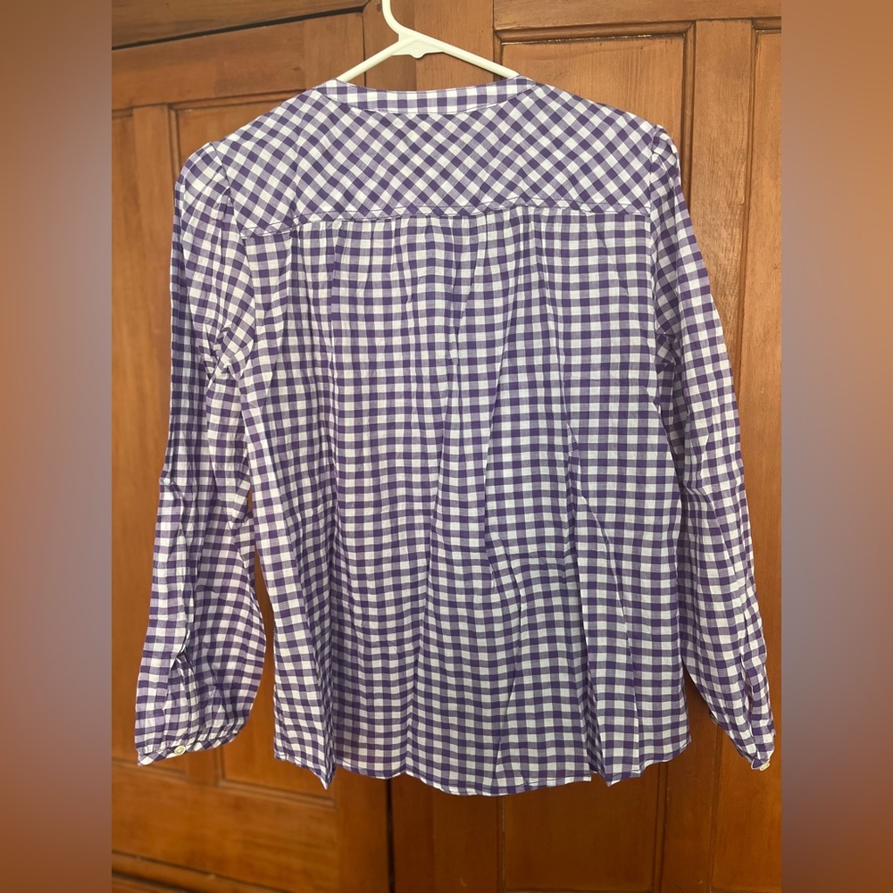 J Crew NEW purple gingham summer top M - Picture 4 of 4